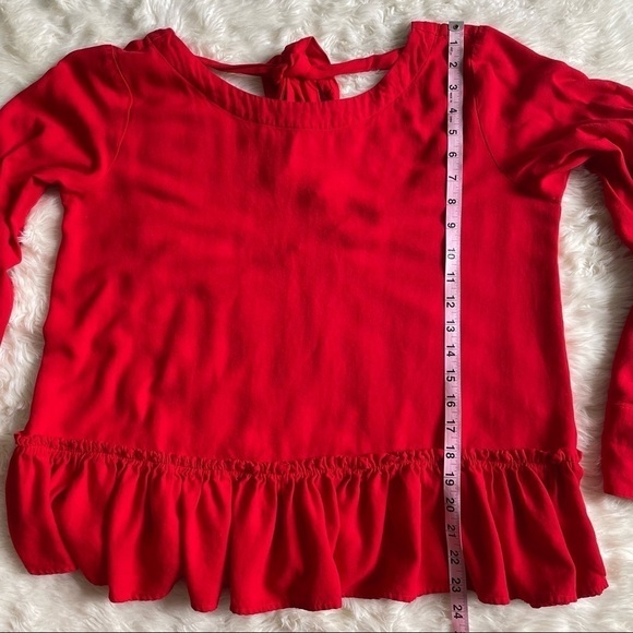 Anthropologie Cloth & Stone Blouse Long Sleeve Tie Open Back Ruffle Top M - Picture 12 of 13